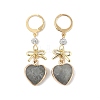 Natural Mixed Gemstone Heart & Bowknot Drop Earrings EJEW-JE05388-6