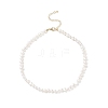 Natural Pearl Beaded Necklace with Brass Clasp for Women NJEW-JN04057-1