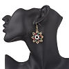 Christmas Brass Glass Bead Snowflake Dangle Earrings EJEW-TA00754-3