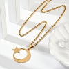 304 Stainless Steel Crescent Moon Star Pendant Twisted Chain Necklaces NJEW-S387-07G-2