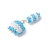 Glass Seed Beaded Cat Pendants PALLOY-MZ01020-03-4