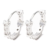 Ring with Letter X 925Sterling Silver Micro Pave Clear Cubic Zirconia Hoop Earrings for Women EJEW-K317-03P-4