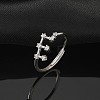 Constellations Rhodium Plated 925 Sterling Silver Micro Pave Clear Cubic Zirconia Adjustable Rings for Women RJEW-P130-01P-I-1