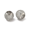 Barrel Brass Clear Cubic Zirconia European Beads KK-D228-16P-1