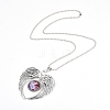 Zinc Tibetan Style Alloy Angel Wing Heart Pendant Necklaces NJEW-G328-B07-2