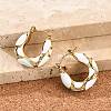 304 Stainless Steel Enamel Hoop Earrings EJEW-Z079-01G-02-2