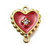 304 Stainless Steel Enamel Heart Connector Charms STAS-Q337-02G-2