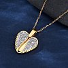 304 Stainless Steel Polymer Clay Rhinestones Wing Openable Pendant Necklaces for Women NJEW-Z065-14G-03-1