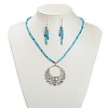 Line Turquoise Alloy Charm Jewelry Sets SJEW-PJS333-7
