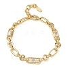 Ring & Paperclip Brass Micro Pave Cubic Zirconia Link Chain Bracelets for Women BJEW-D458-04G-02-2