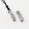 Natural Dalmatian Jasper Cuboid Pendant Black Cotton Cord Necklaces FS-WG3353C-03-1