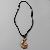 Resin Fishhook Pendant Necklaces NJEW-WH0023-12A-1