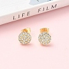 Round Brass Micro Pave Clear Cubic Zirconia Stud Earrings EJEW-Z144-15G-1