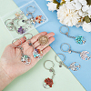 10Pcs 10 Styles Flat Round with Tree of Life Tibetan Style Zinc Alloy Keychains KEYC-UN00003-4