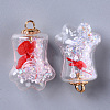 Bear Paw Transparent Glass Pendants GLAA-S181-10-2