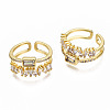 Brass Micro Pave Clear Cubic Zirconia Cuff Rings RJEW-N035-039-NF-1