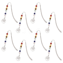 Chakra Theme Natural & Synthetic Gemstone Beads Bookmarks AJEW-AB00202