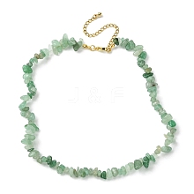 Natural Green Aventurine Chips Beaded Necklace NJEW-FZ00004-03