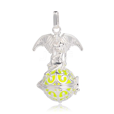 Silver Color Plated Brass Hollow Round Cage Pendants LS-KK-J248-04S-1