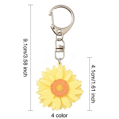 Acrylic Daisy Pendant Decoration HJEW-YW00028-01-1