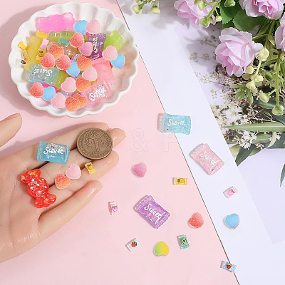 Candy Theme Transparent & Opaque Resin Decoden Cabochons RESI-SP0001-12-1