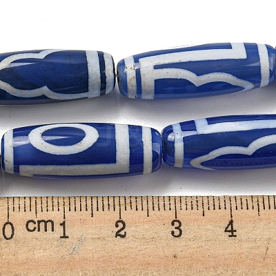 Blue Tibetan Style dZi Beads Strands TDZI-NH0001-B13-01-1