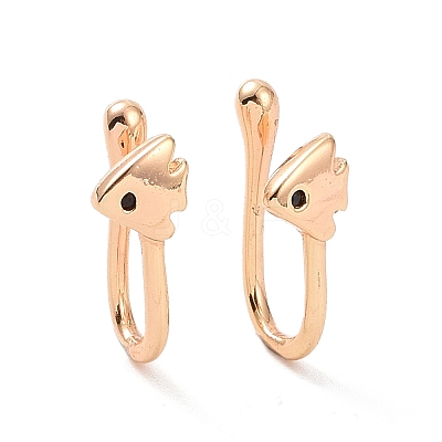 Black Cubic Zirconia Fish Cuff Earrings ZIRC-I064-07G-1
