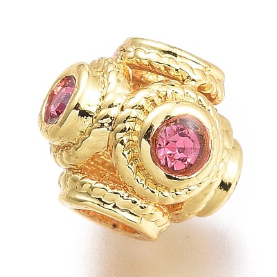 Brass Micro Pave Cubic Zirconia Beads KK-P187-18-G-1