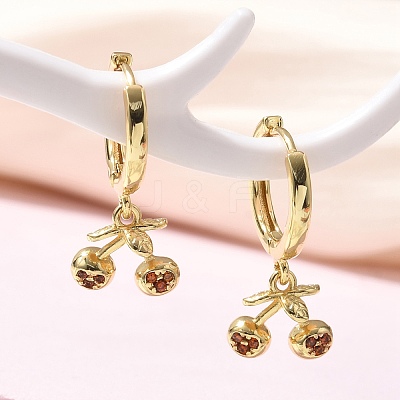 Brass Cubic Zirconia Hoop Earrings EJEW-Q015-01G-B-1