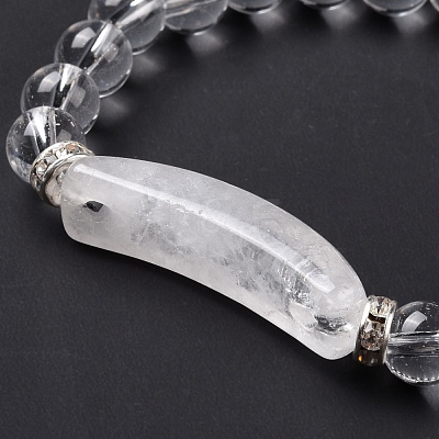 Natural Quartz Crystal Beads Charm Bracelets BJEW-K164-B01-1