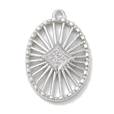 Rack Plating Brass Micro Pave Cubic Zirconia Pendants KK-L224-043P-1