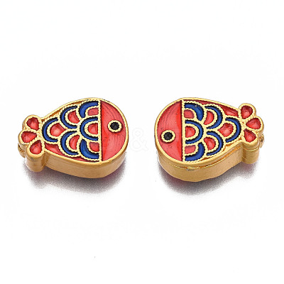 Rack Plating Alloy Enamel Beads ENAM-N056-037B-1