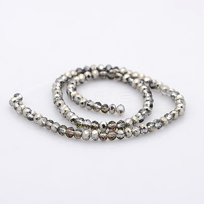 Half Plated Faceted Rondelle Glass Beads Strands GLAA-A024B-HP04-1