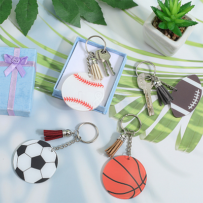 DIY Sports Ball Acrylic Pendant Keychain Making Kits DIY-SP0001-43-1