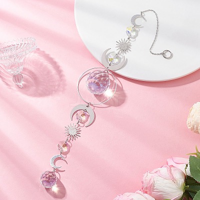 Glass Teardrop Window Hanging Suncatchers HJEW-JM04515-02-1