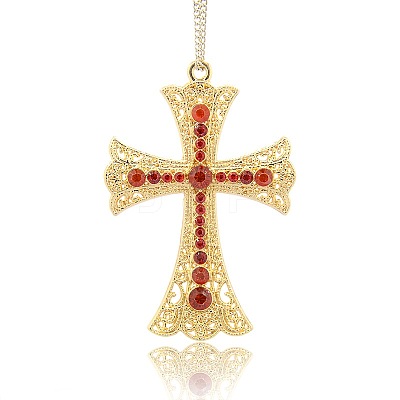 Golden Plated Alloy Cross Big Pendants ALRI-J026-21G-1