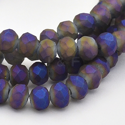 Full Rainbow Plated Faceted Rondelle Glass Beads Strands EGLA-J054-4x3mm-FR02-1
