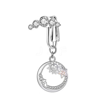Brass Pave Clear Cubic Zirconia Clip on Belly Rings FS-WG683DA-06-1