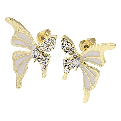 Butterfly Alloy Enamel Stud Earrings EJEW-F408-03G-1