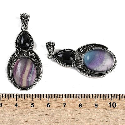 Natural Colorful Fluorite & Obsidian Pendants G-I370-08AS-03-1