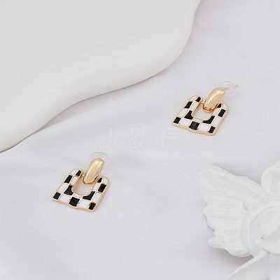 1 Pair Alloy Enamel Dangle Stud Earrings EJEW-LP0001-77B-1