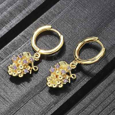 Brass Cubic Zirconia Hoop Earrings EJEW-Q015-02G-D-1