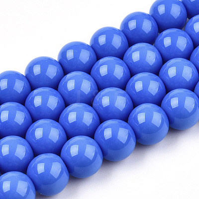 Opaque Solid Color Glass Beads Strands GLAA-T032-P10mm-11-1