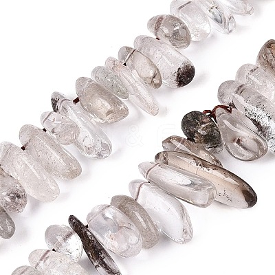 Natural Green Lodolite Quartz/Garden Quartz/Green Phantom Quartz Beads Strands G-N362-16A-01-1