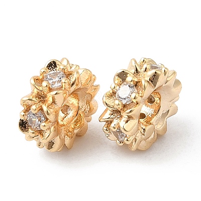 Brass Micro Pave Cubic Zirconia Spacer Beads KK-P234-39G-1