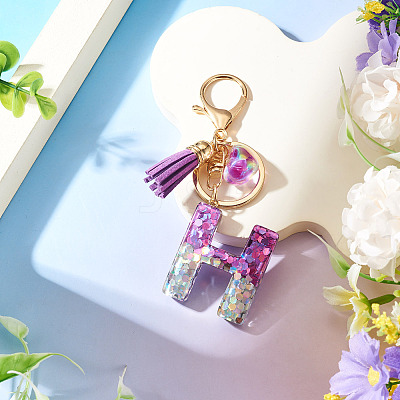 Alloy Resin Heart Keychains KEYC-TADJ0002-01G-H-1
