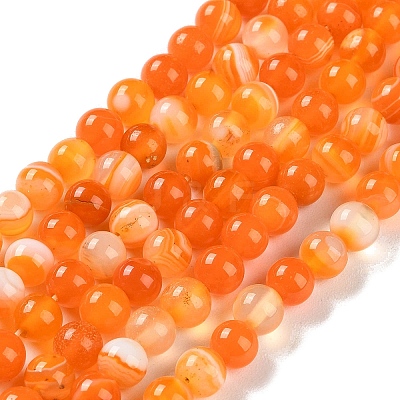 Natural Striped Agate/Banded Agate Beads Strands G-Z060-A01-A03-1
