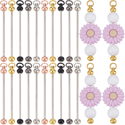 20Pcs 5 Colors Iron Bar Beadable Keychain for Jewelry Making DIY Crafts KEYC-SC0001-11-1