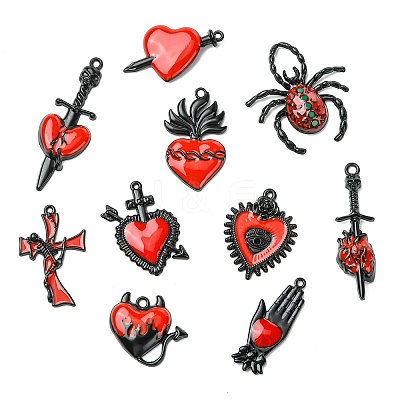 20Pcs 10 Styles Baking Paint Alloy Enamel Pendants ENAM-CJ0007-58-1