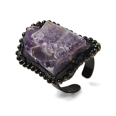 Natural Gemstone Irregular Nugget Open Cuff Rings G-A278-03AB-1